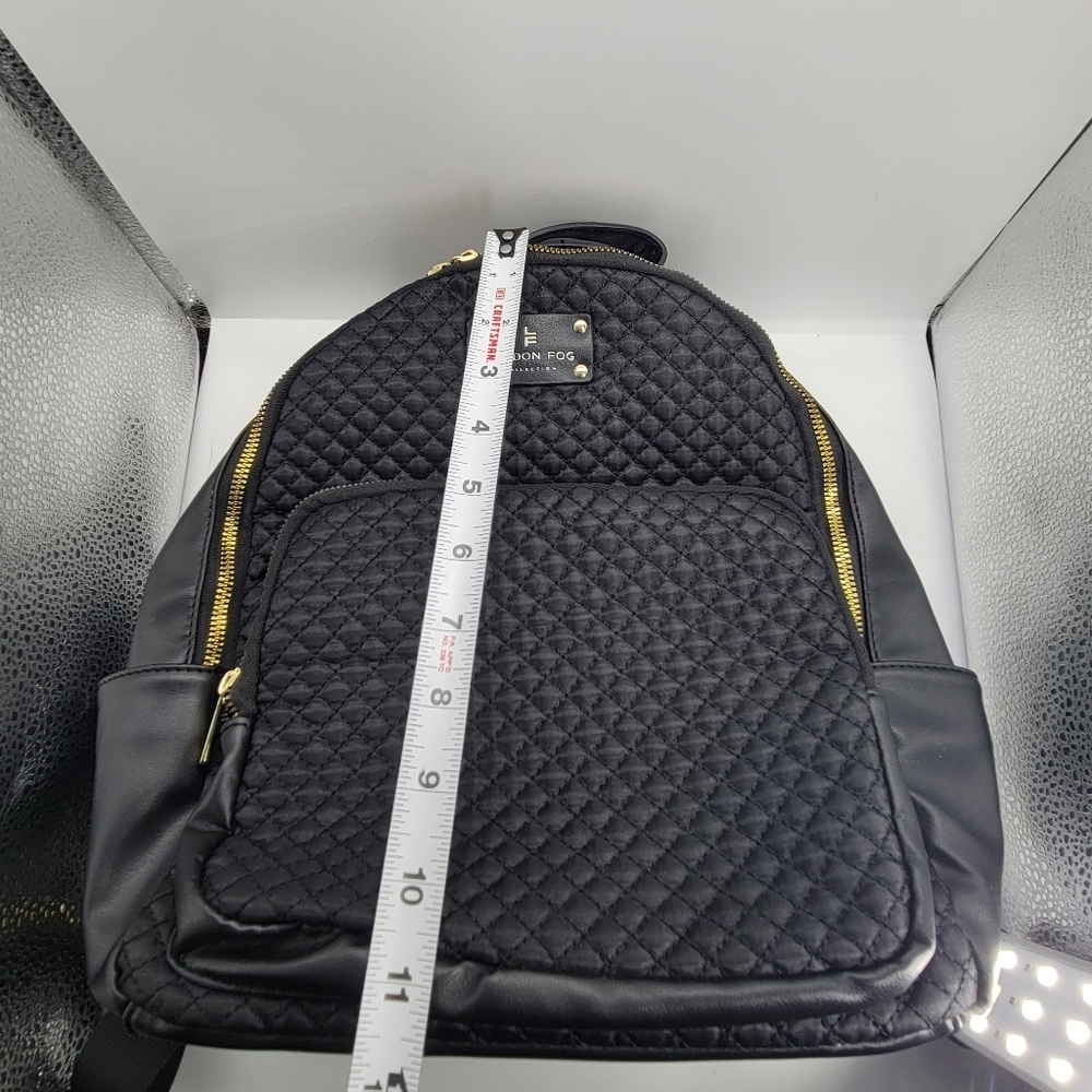 London Fog Quilted 100th Anniversary Black Libby Nylon Backpack Purse - LIKE NEW - Picture 13 of 14